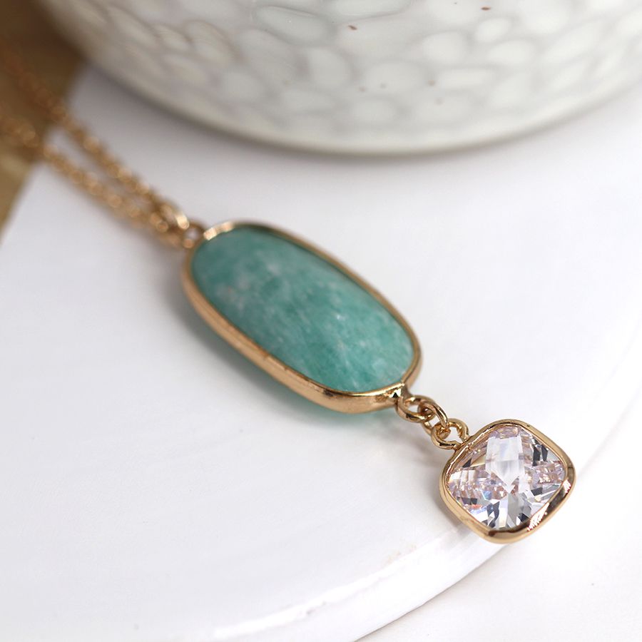 Aqua stone clearance necklace